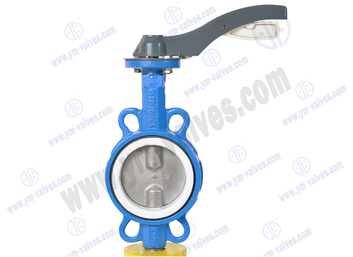 Wafer type butterfly valve double stem