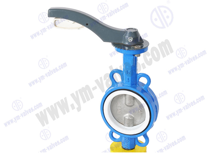 Wafer type butterfly valve double stem